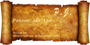 Petres Júlia névjegykártya